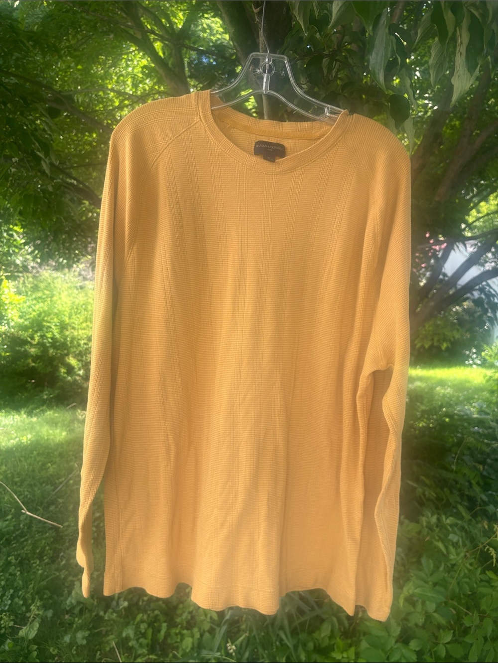Banana Republic Ribbed Knit Crewneck Top in Warm Mustard